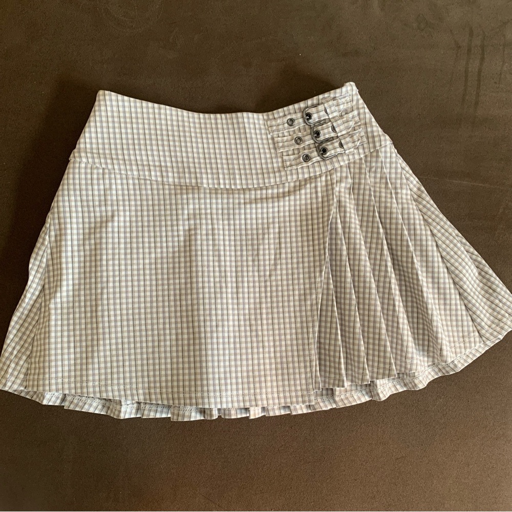 Forever 21 Academia Mini Skirt Pleated Buckled Plaid A-Line -Size XS